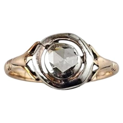 Vintage Yellow Gold and Sterling Silver Point Cut Diamond Ring Size 7.25 #25446 For Sale