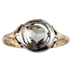 Vintage Yellow Gold and Sterling Silver Point Cut Diamond Ring Size 7.25 #25446