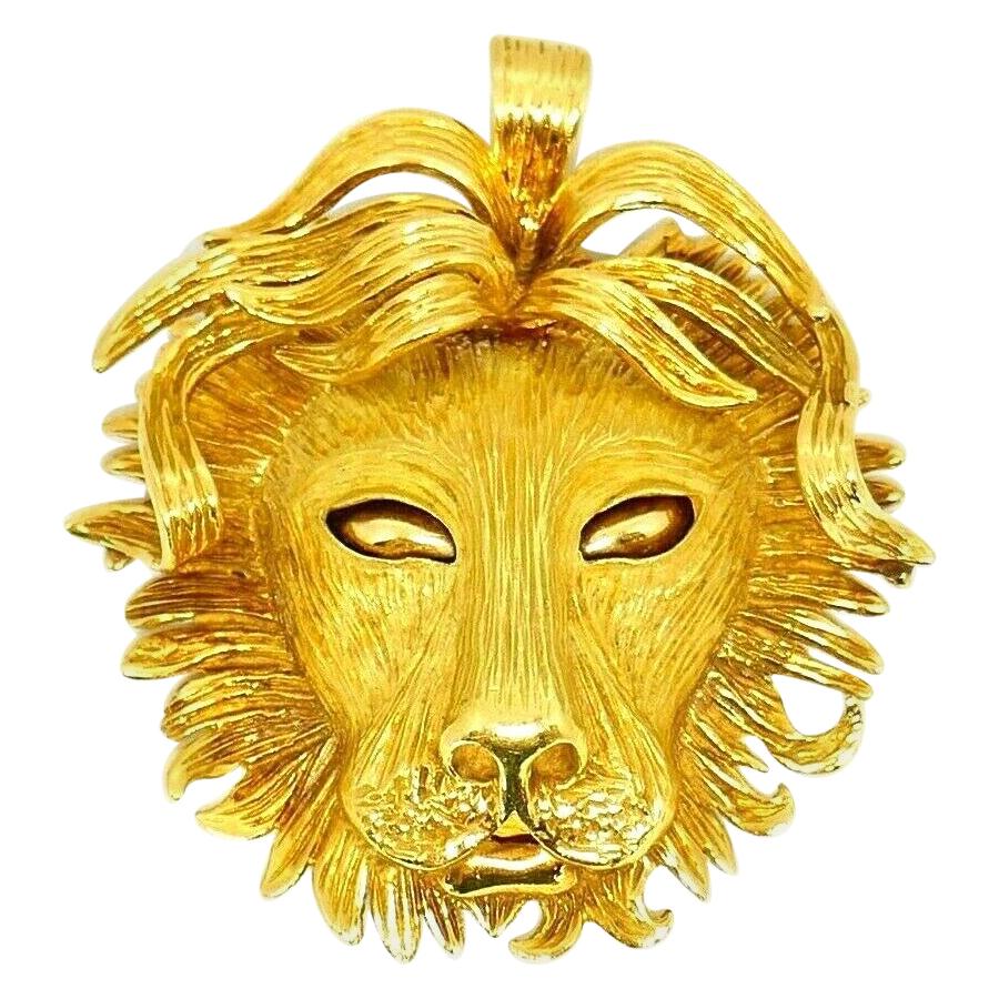 Vintage Yellow Gold Astrological Zodiac Leo Pendant