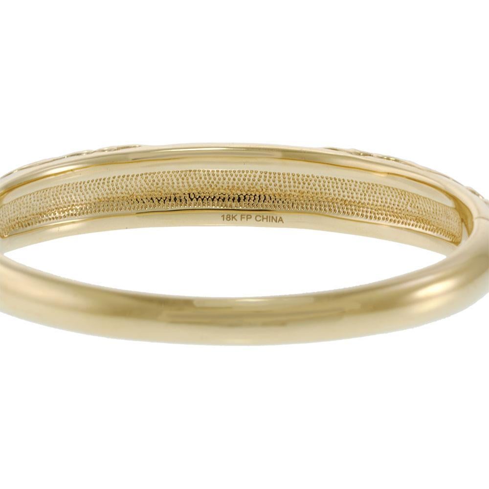 Marquise Cut Vintage Yellow Gold Bangle with Scroll Design and Charoite Stone For Sale