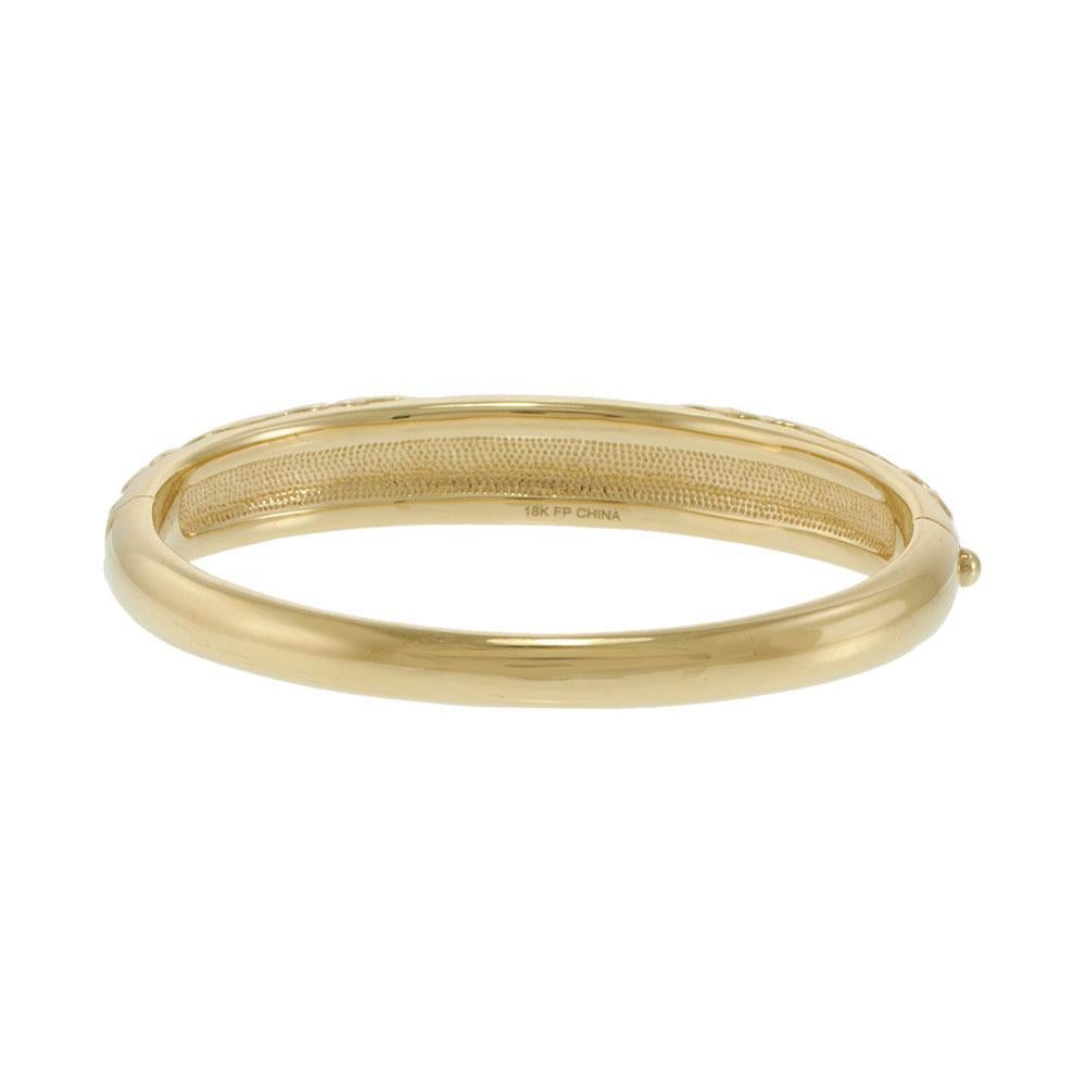 Vintage Yellow Gold Bangle with Scroll Design and Charoite Stone For Sale 2