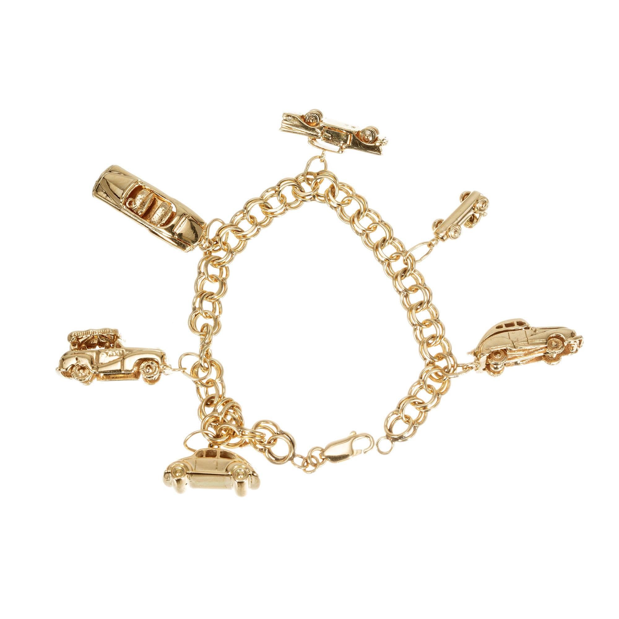 Vintage Yellow Gold Car Themed Charm Bracelet 3