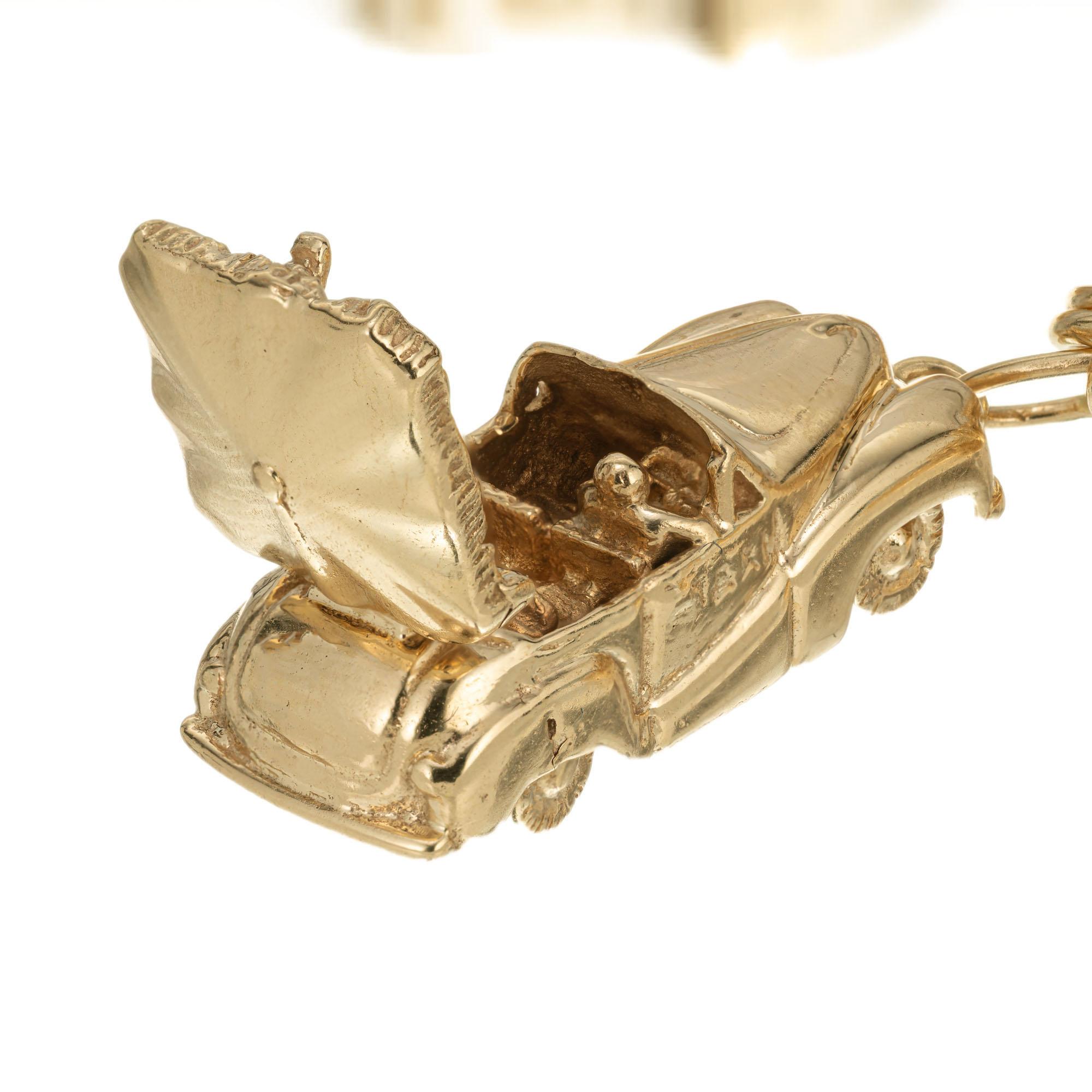 Vintage Yellow Gold Car Themed Charm Bracelet 1