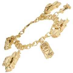 Retro Yellow Gold Car Themed Charm Bracelet