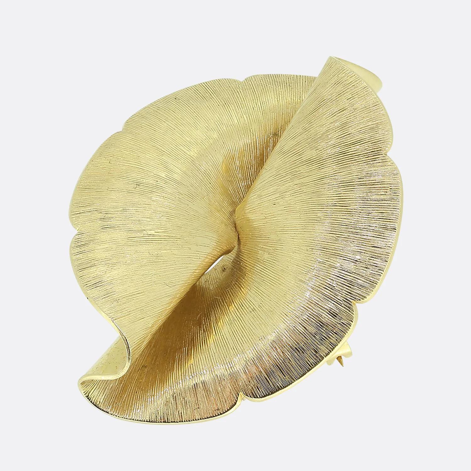 Vintage Yellow Gold Cartier Mid-Century Fan Brooch c. 1950 For Sale 1