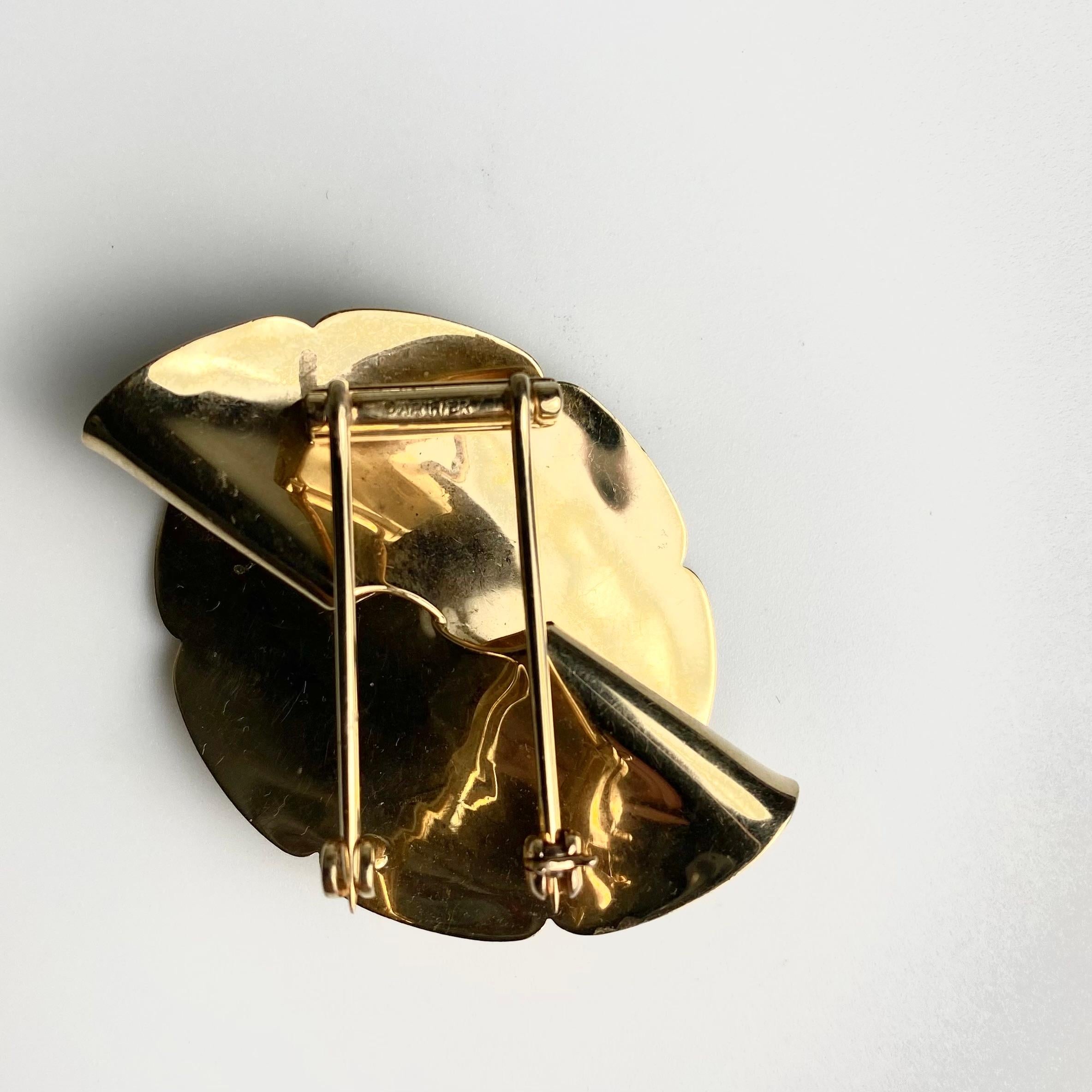 Vintage Yellow Gold Cartier Mid-Century Fan Brooch c. 1950 For Sale 3