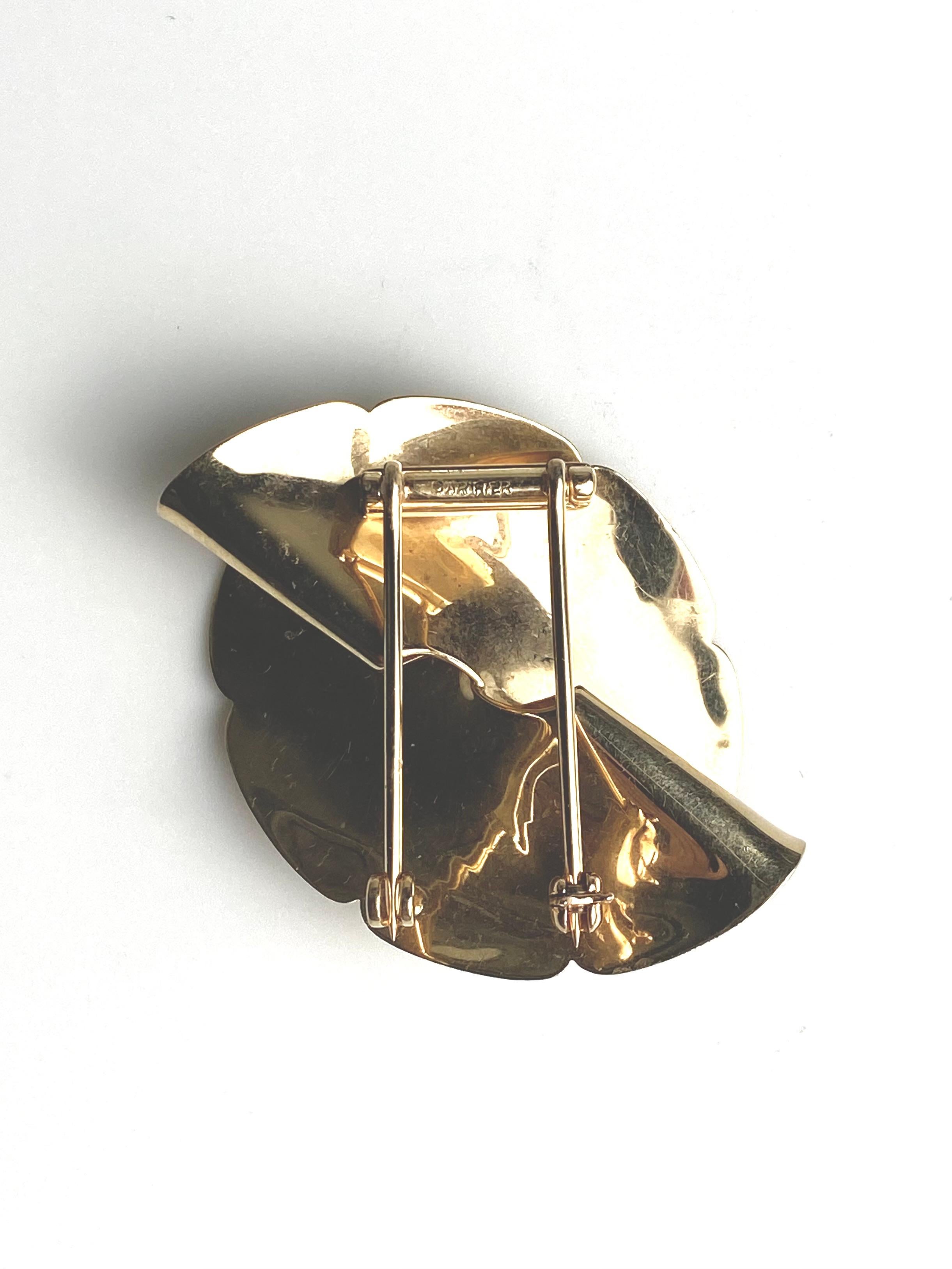 Vintage Yellow Gold Cartier Mid-Century Fan Brooch c. 1950 For Sale 6