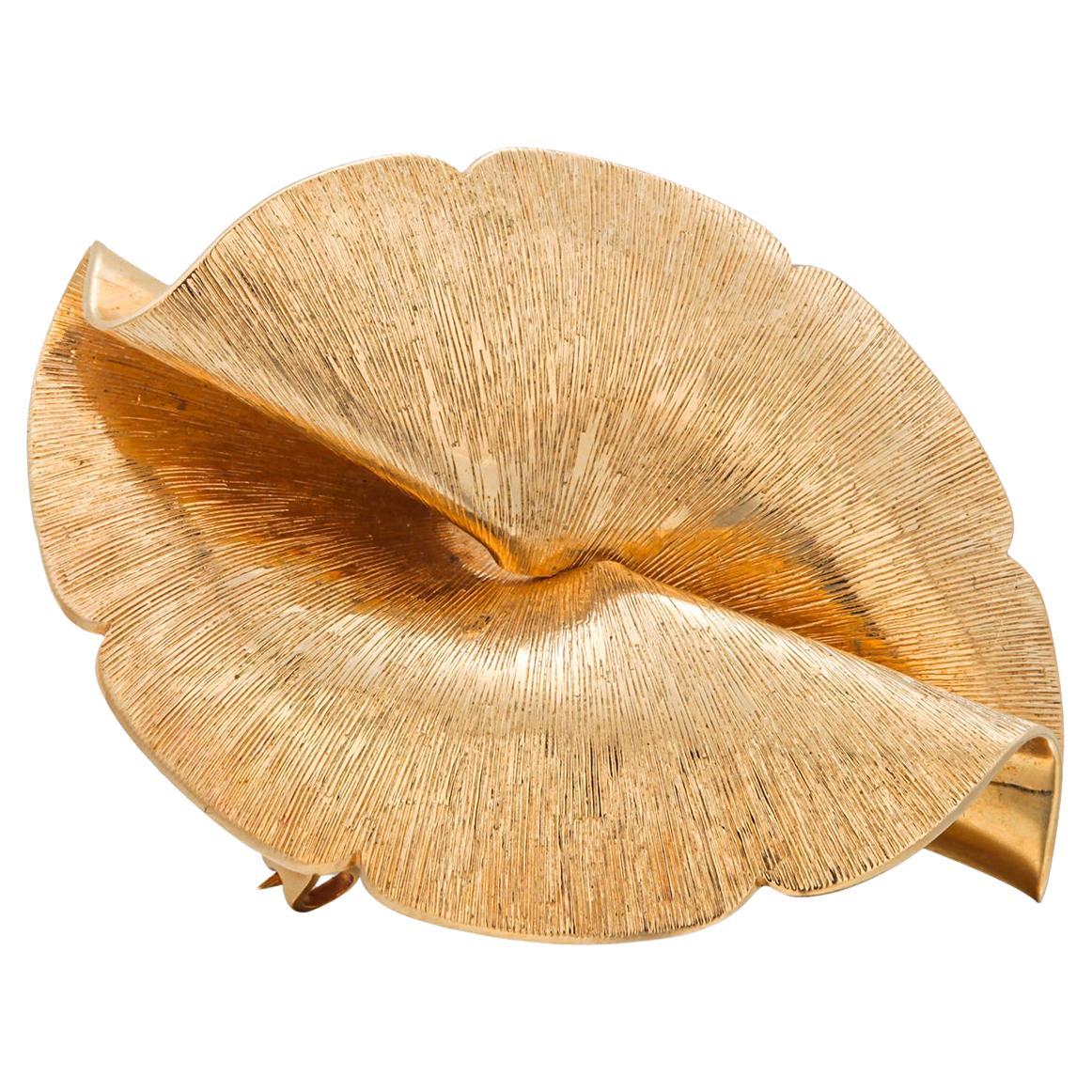 Vintage Yellow Gold Cartier Mid-Century Fan Brooch c. 1950