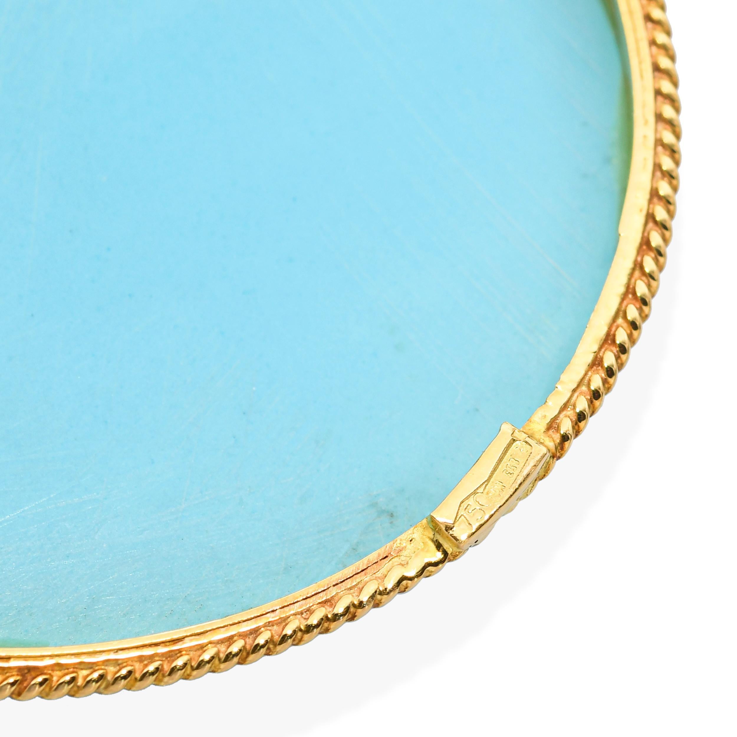 Pendentif vintage en or jaune Roses sculptées Turquoise poudrée et Mabe Peal en vente 1