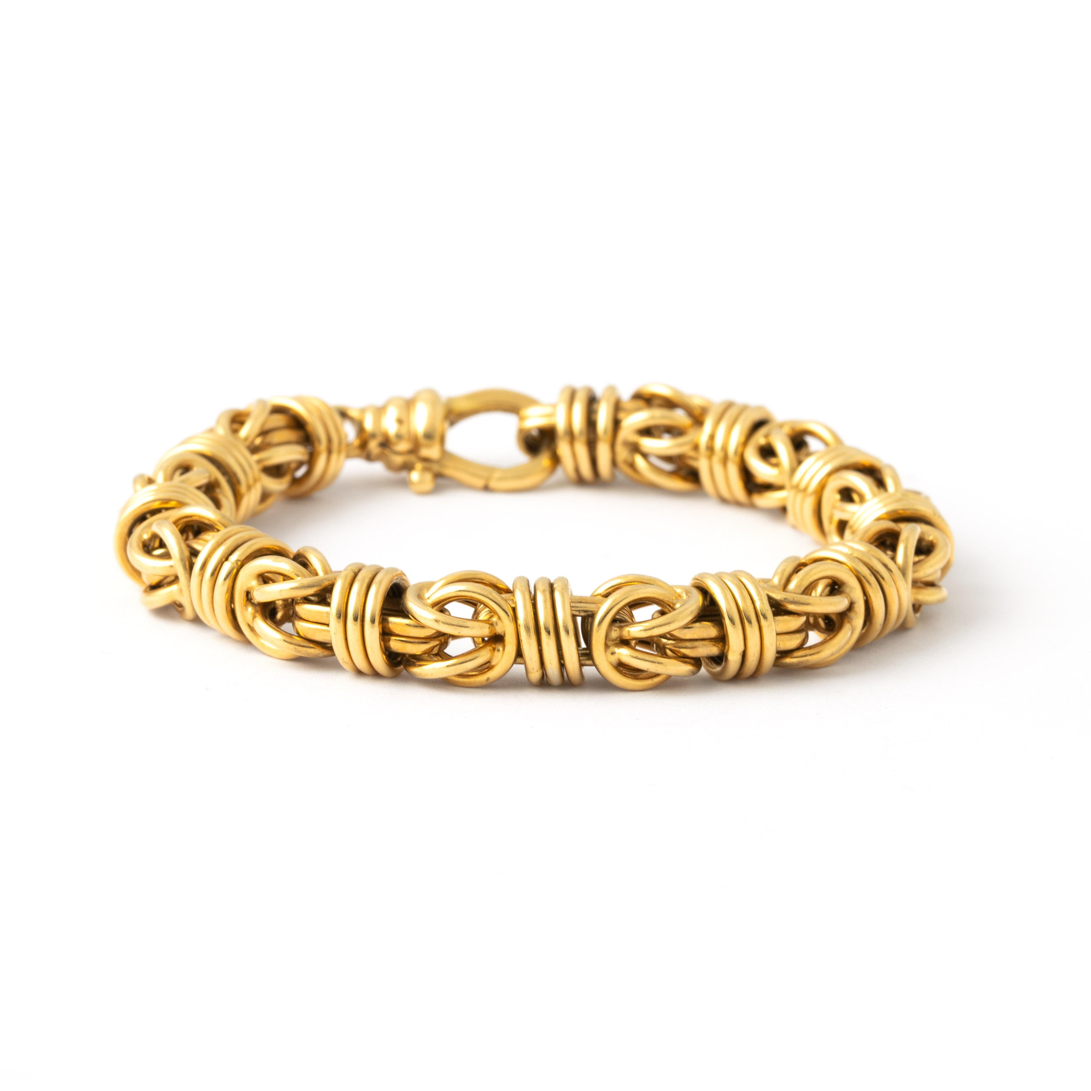 Women's or Men's Vintage Yellow Gold Chain Bracelet For Sale