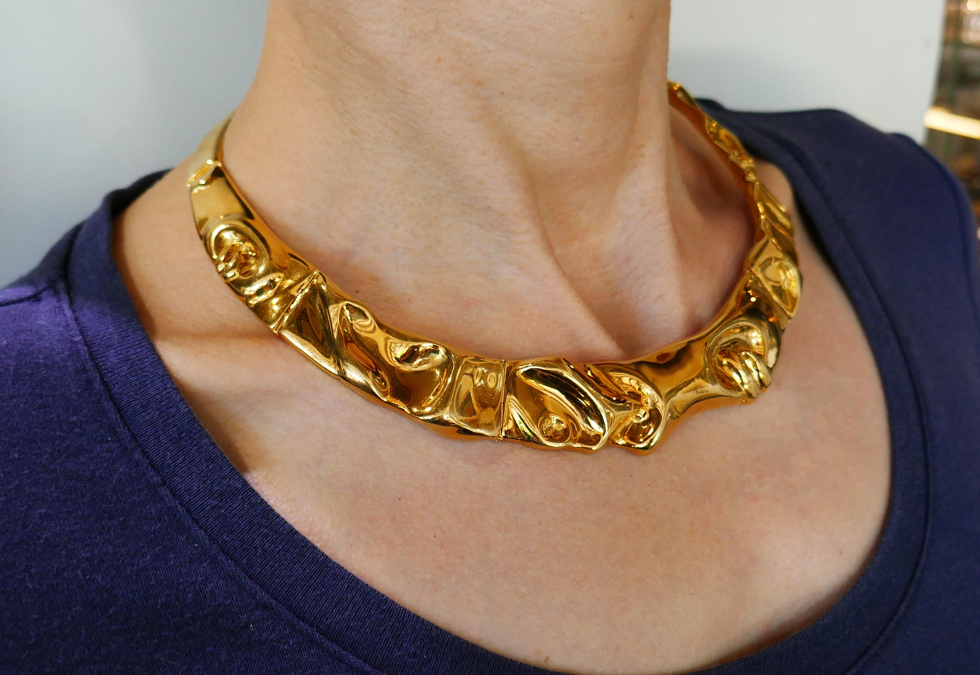 Vintage Yellow Gold Collar Necklace In Good Condition In Beverly Hills, CA