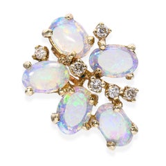 Vintage Yellow Gold Crystal Opal and Diamond Slider Pendant