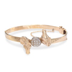 Vintage Yellow Gold Diamond Accented Horse Head Bracelet