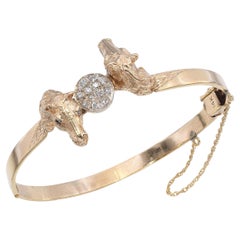 Vintage Yellow Gold Diamond Accented Horse Head Bracelet