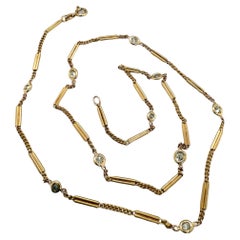 Vintage Yellow Gold Diamond By The Yard Necklace 1.37 Carats