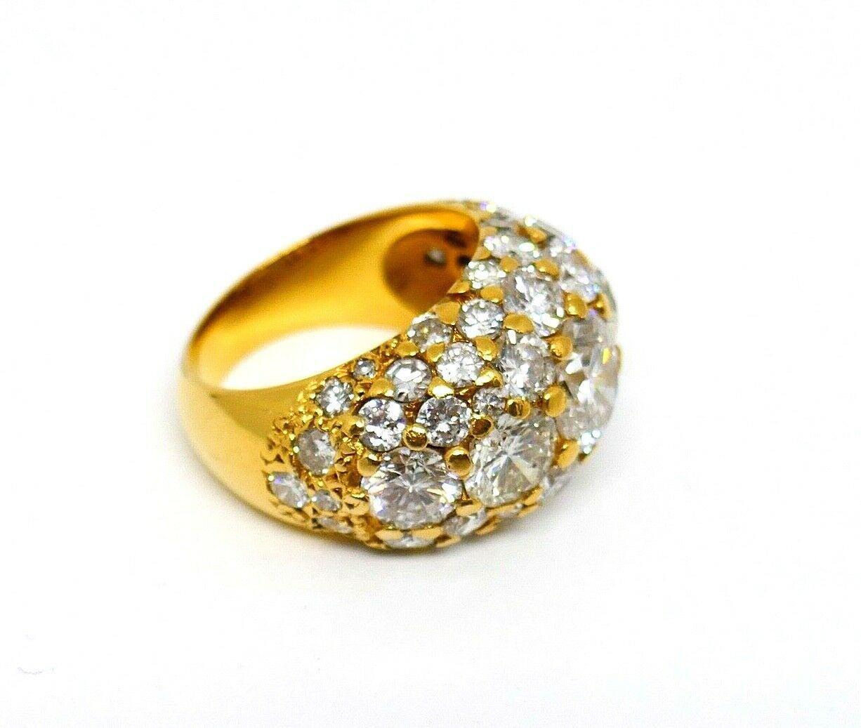 Old European Cut Vintage Yellow Gold Diamond Cocktail Dome Ring