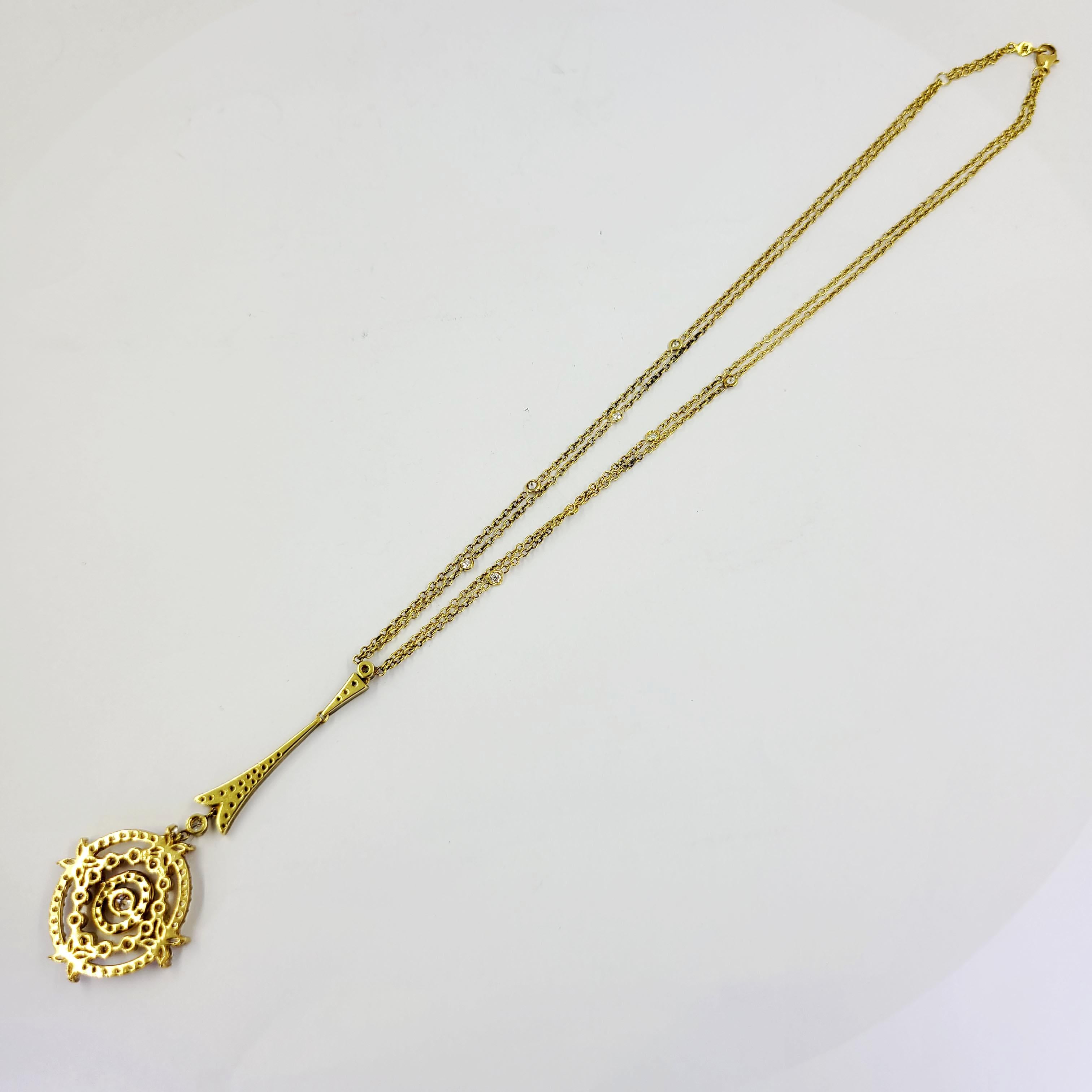 Vintage Gelbgold Diamant Tropfen Halskette Damen