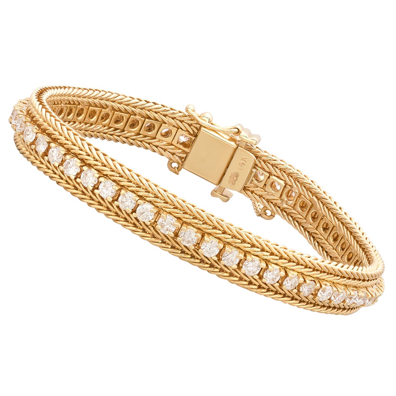 Vintage Yellow Gold Diamond Line Bracelet