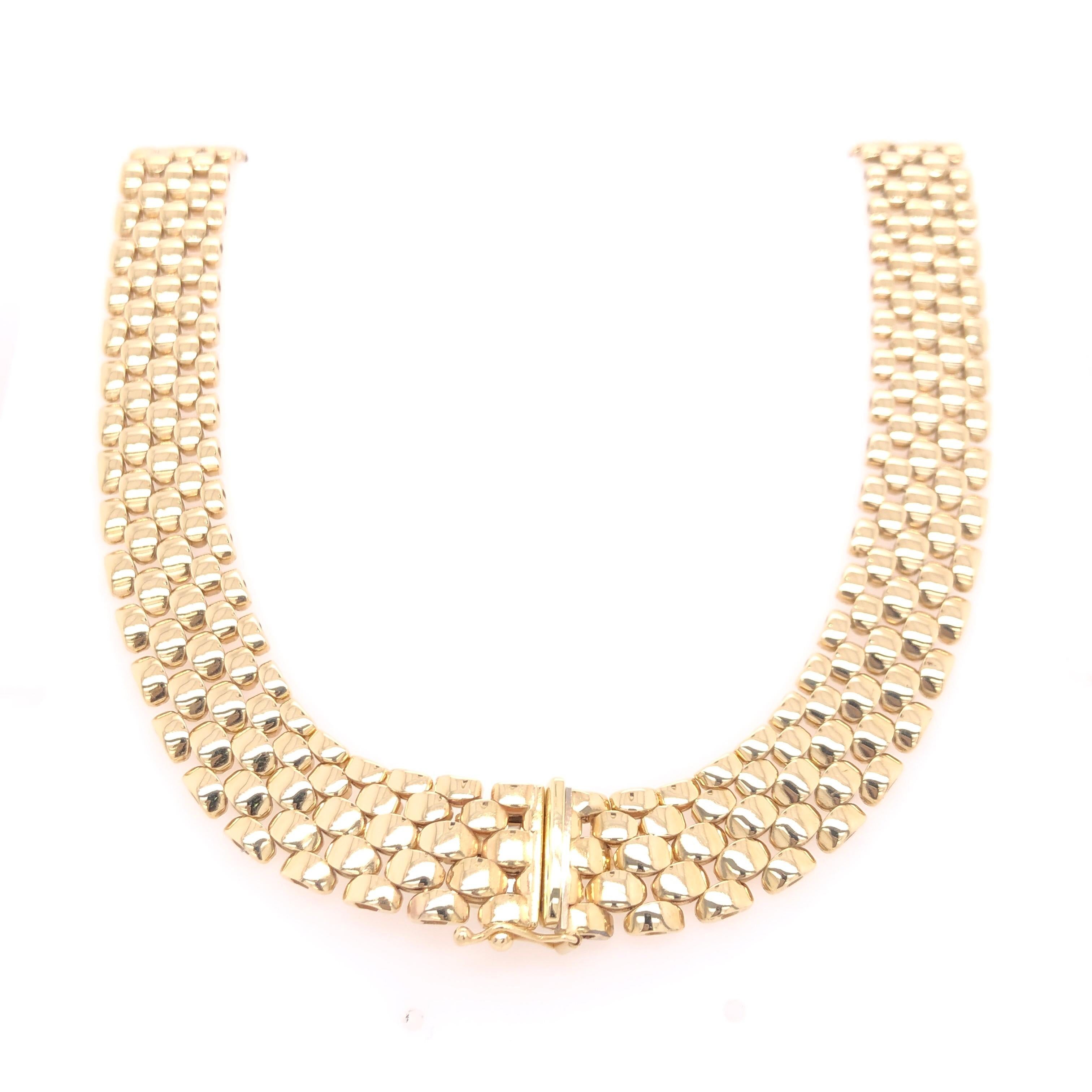 Modern Yellow Gold Diamond Link Necklace