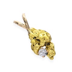 Vintage Yellow Gold Diamond Nugget Pendant