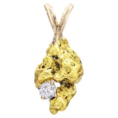 Vintage Yellow Gold Diamond Nugget Pendant