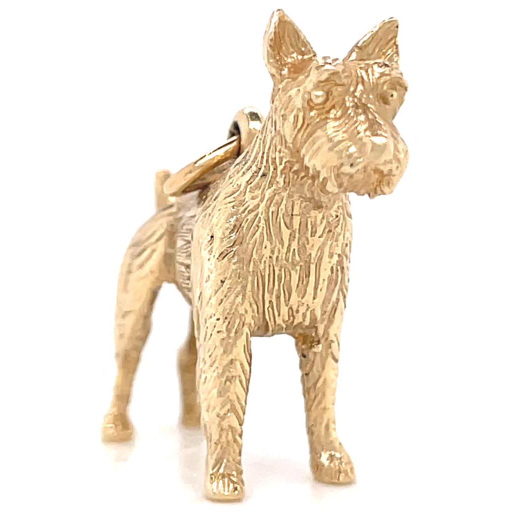 Women's or Men's Vintage Yellow Gold Dog Pendant