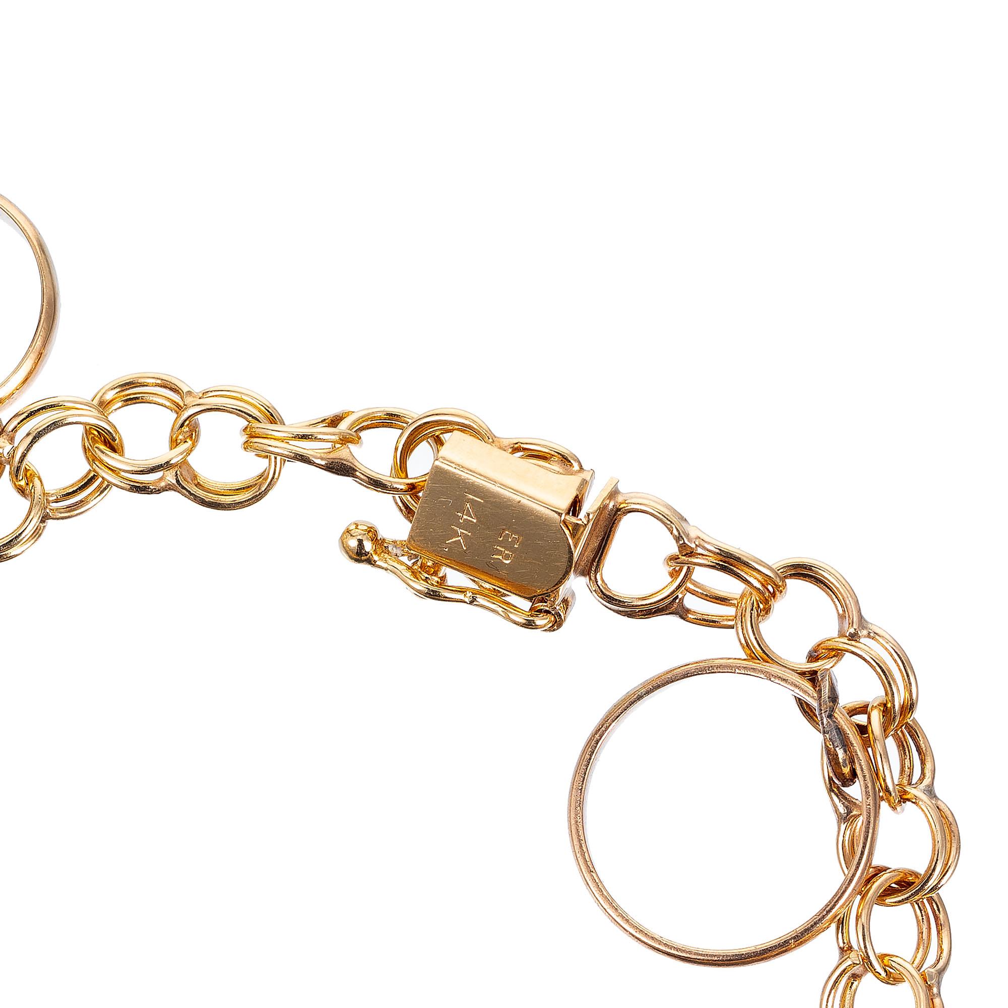 Vintage Gelbgold Doppel spiralförmiges Glieder-Ehering mit Hochzeitsthema-Charm-Armband im Zustand „Gut“ im Angebot in Stamford, CT