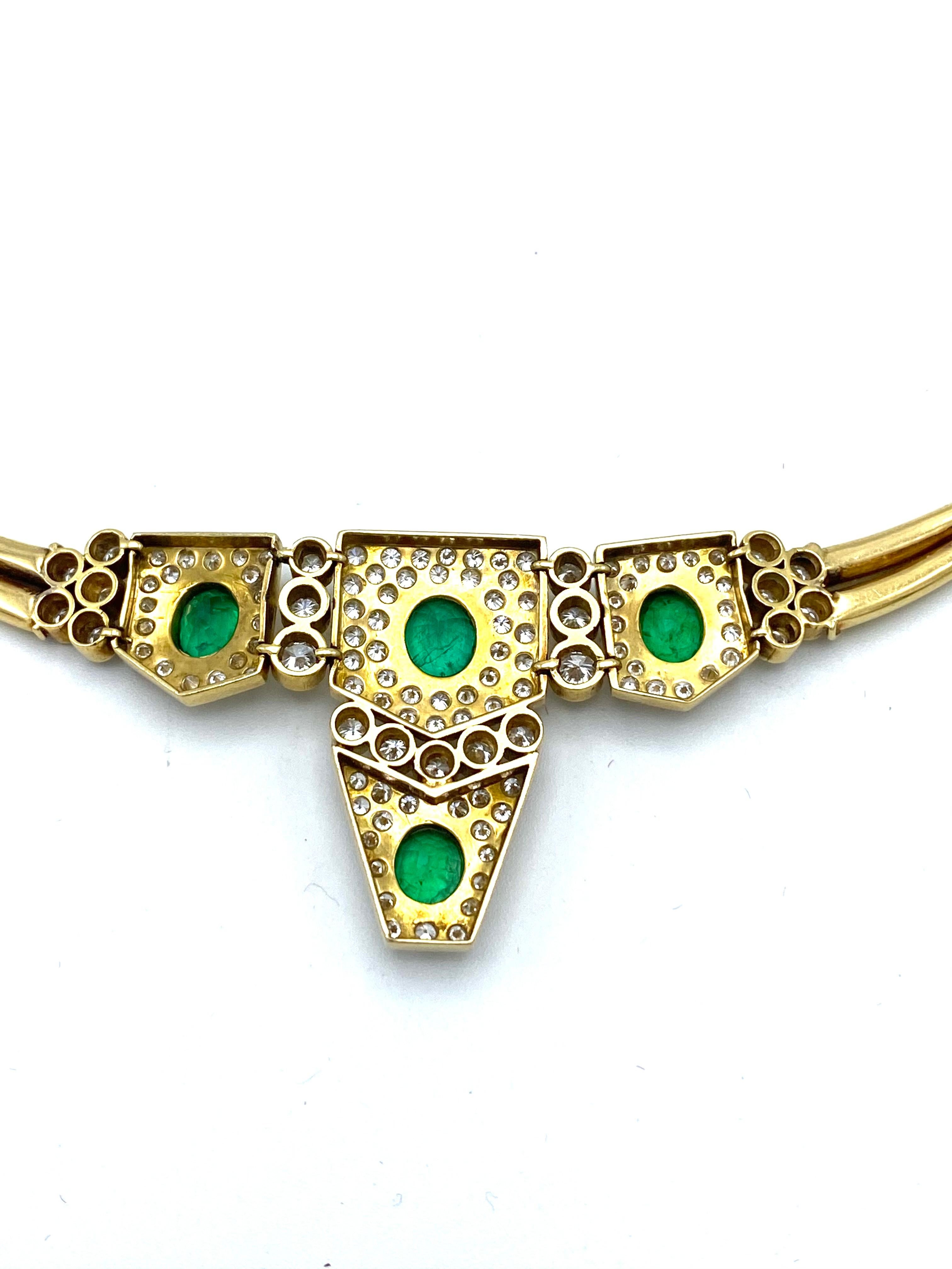 Vintage Yellow Gold, Emerald and Diamond Necklace 3