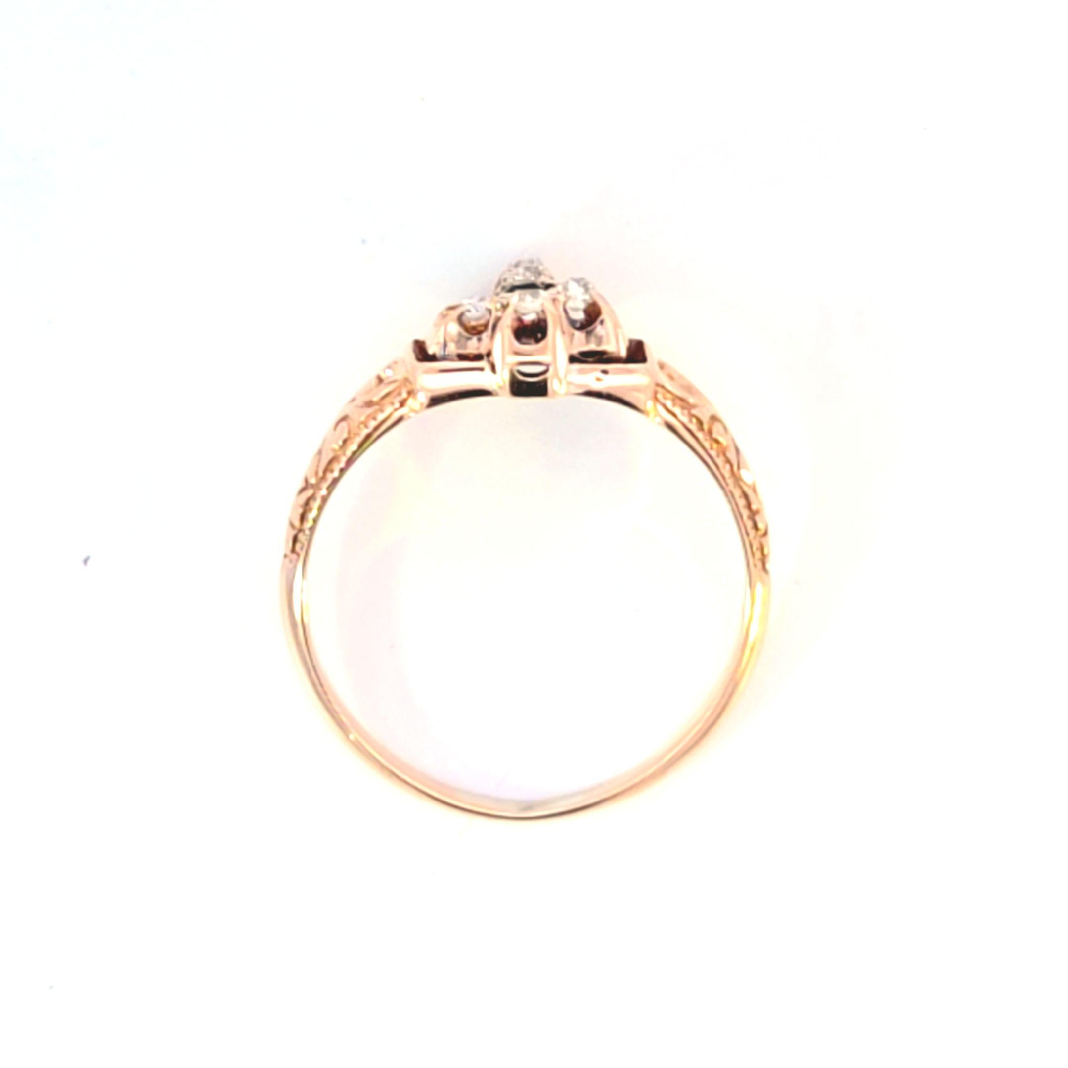 Women's or Men's Vintage Yellow Gold Emerald Diamond Cross Ring For Sale
