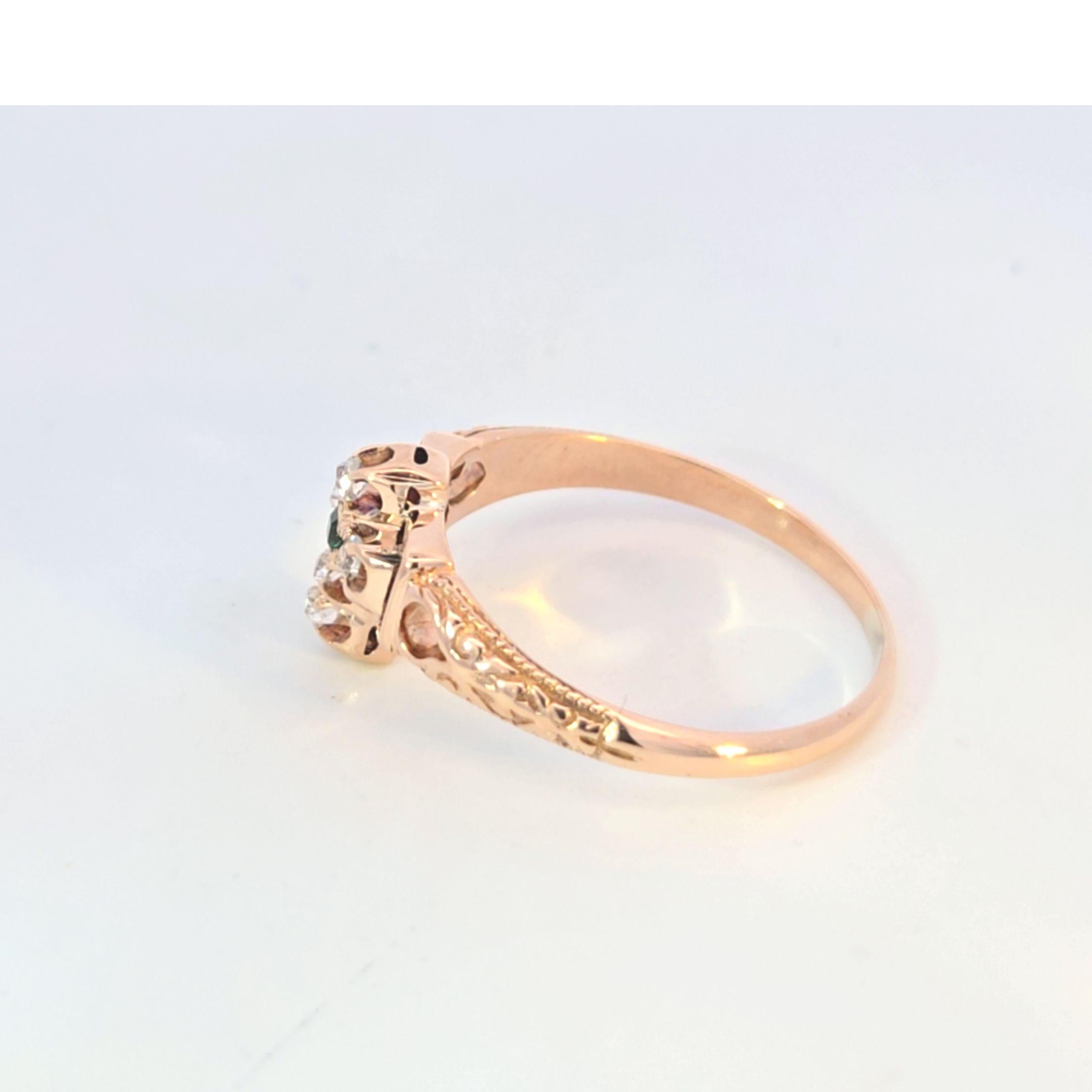 Vintage Yellow Gold Emerald Diamond Cross Ring For Sale 1