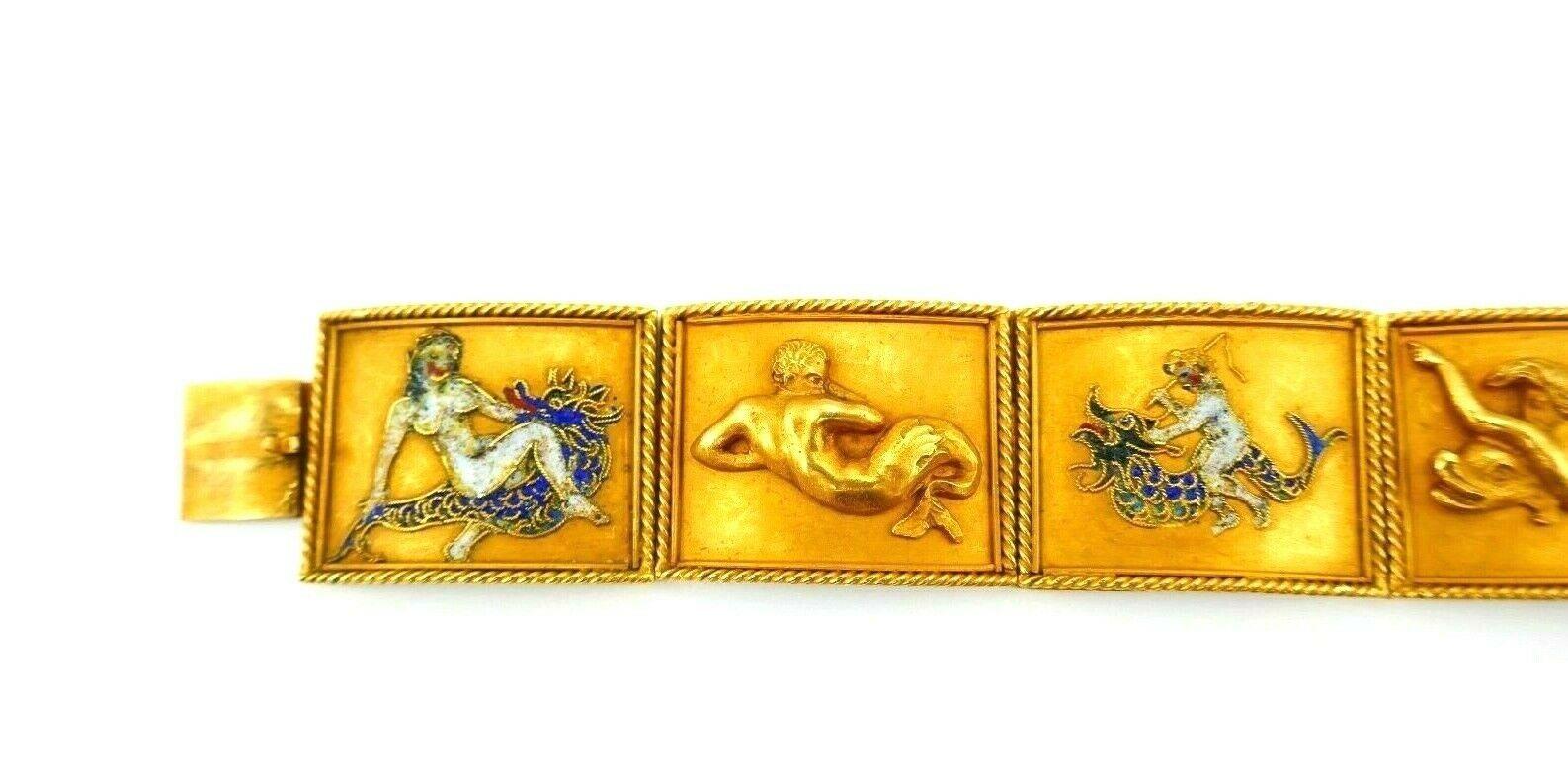 Vintage Gold Bracelet Enamel Mythological 2