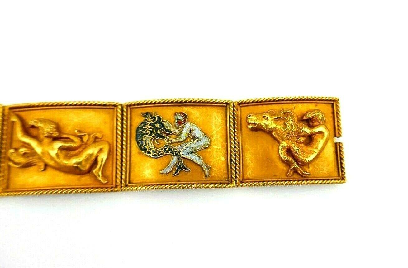 Vintage Gold Bracelet Enamel Mythological 3