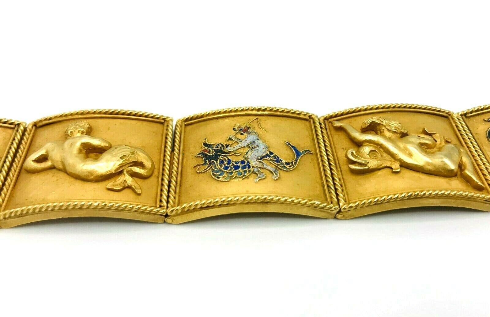 Vintage Gold Bracelet Enamel Mythological 4