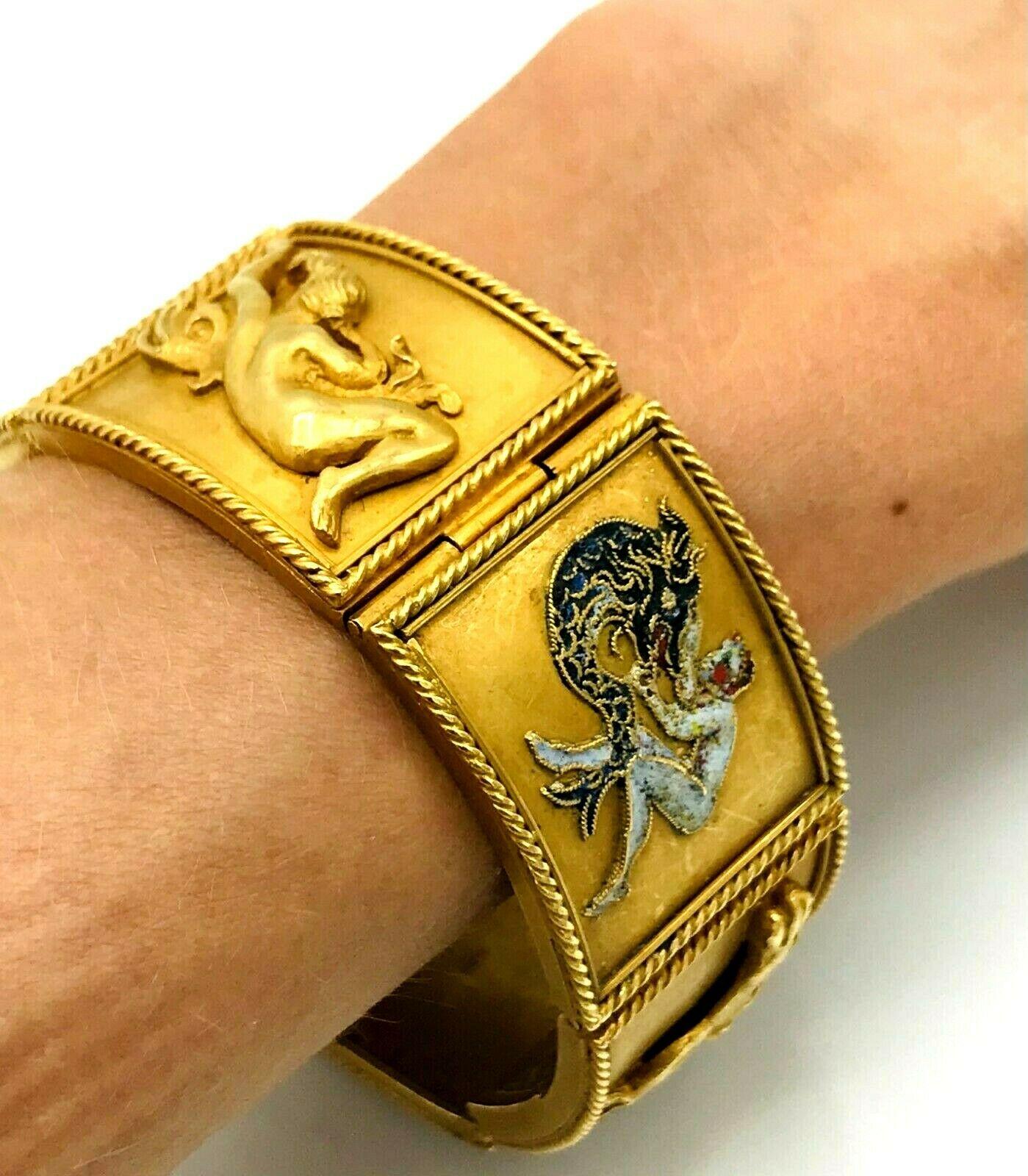 Vintage Gold Bracelet Enamel Mythological 5