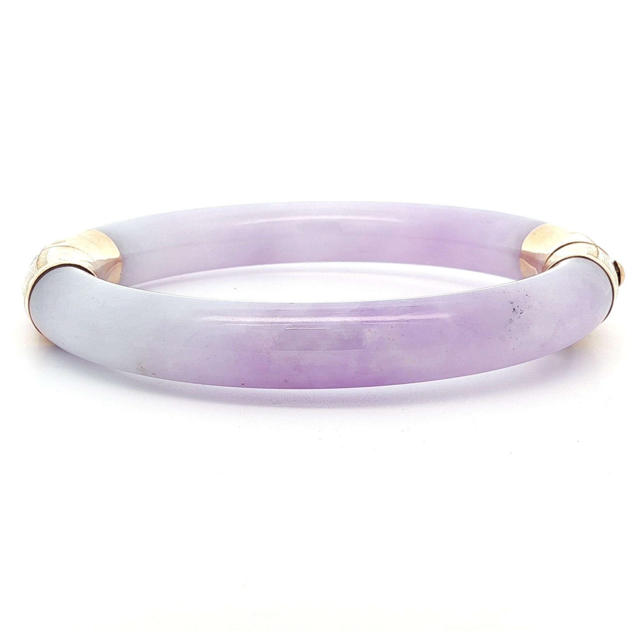 Non taillé Bracelet ouvert à charnière en or jaune Vintage GIA Burma Purple Arc A Jade en vente