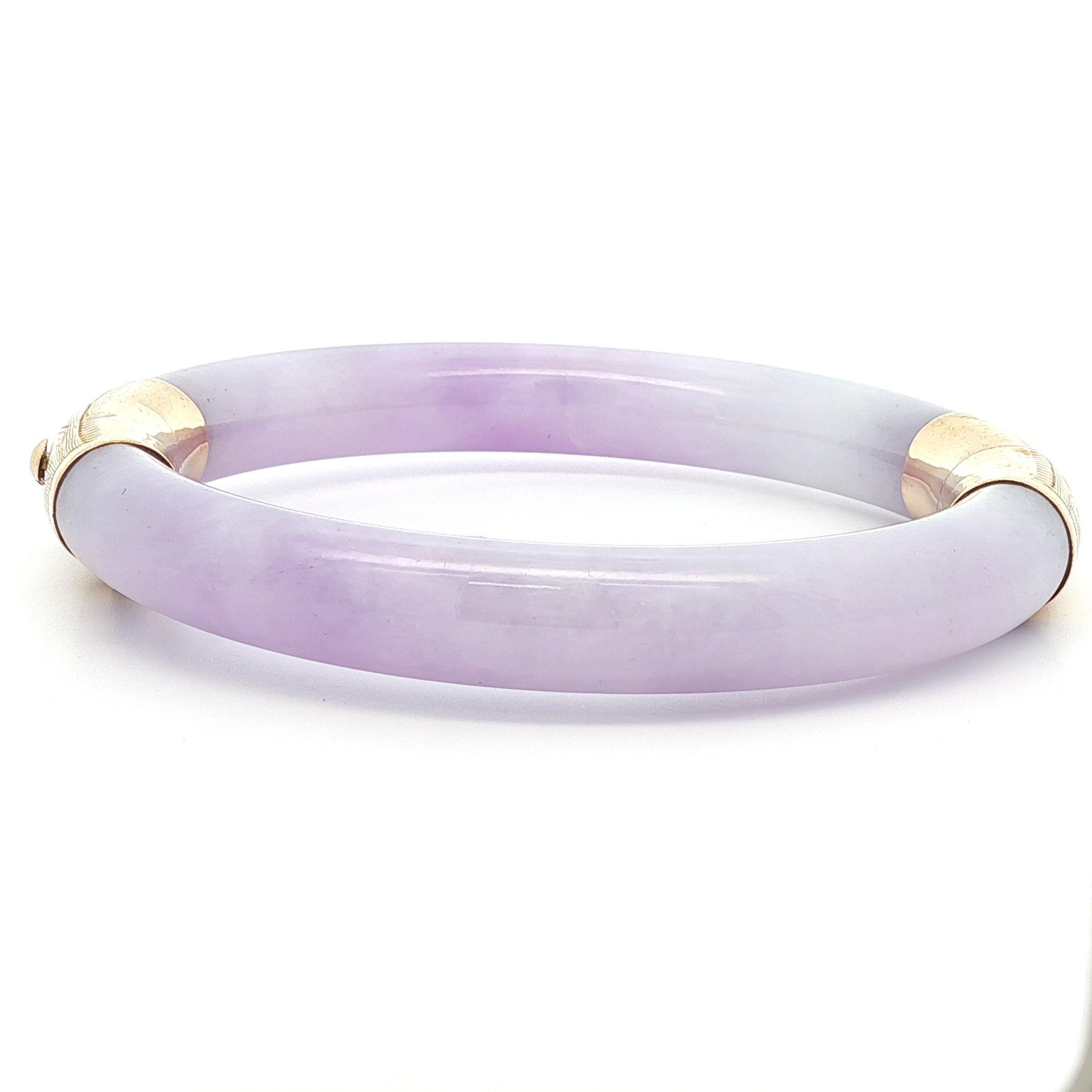 Bracelet ouvert à charnière en or jaune Vintage GIA Burma Purple Arc A Jade Pour femmes en vente