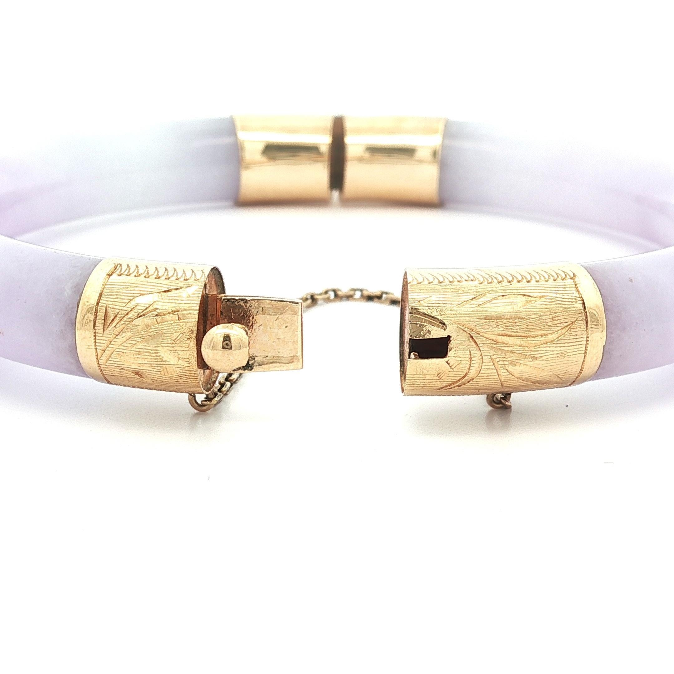 Bracelet ouvert à charnière en or jaune Vintage GIA Burma Purple Arc A Jade en vente 1
