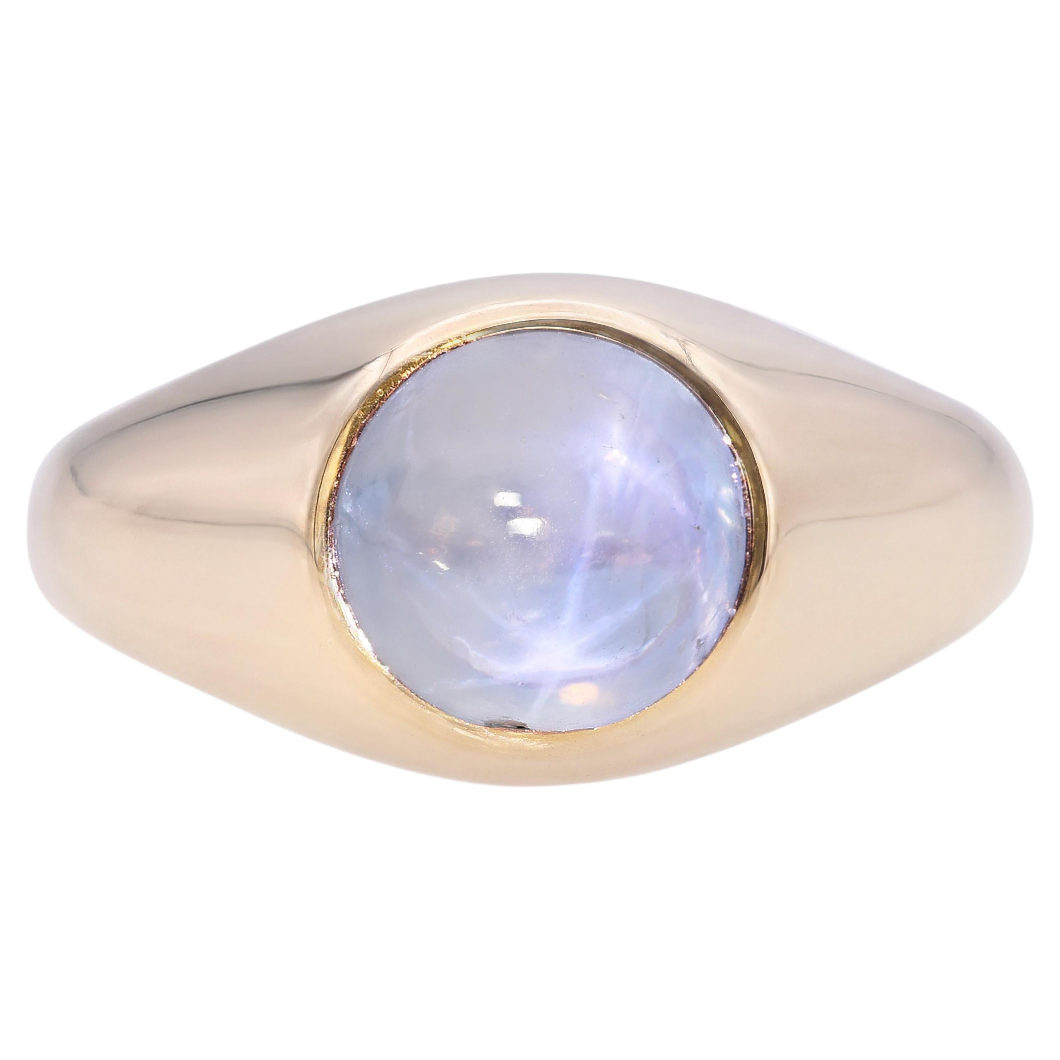 Vintage Yellow Gold Gypsy Set 3ct Star Sapphire Ring