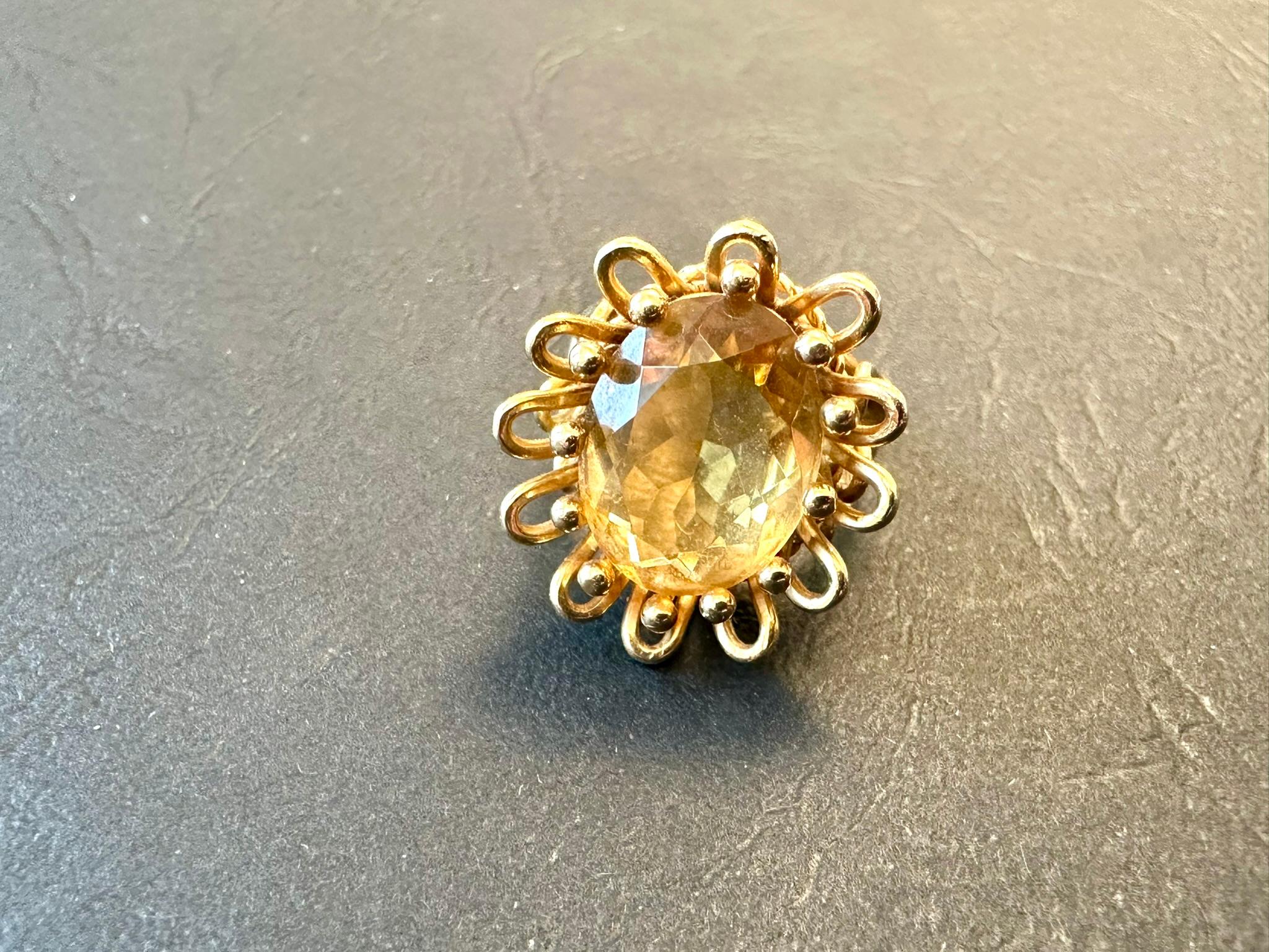 Vintage Yellow Gold Hand-Made French Ring with 11.00ct Citrine For Sale 4