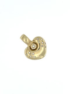 Vintage Yellow Gold Heart Pendant with Diamonds