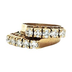 Vintage Yellow Gold High Quality 1.40ct Diamond Set of 2 Pair Guards Bands Rings Vintage Yellow Gold High Quality 1.40ct Diamond Set of 2 Pair Guards Bands Rings