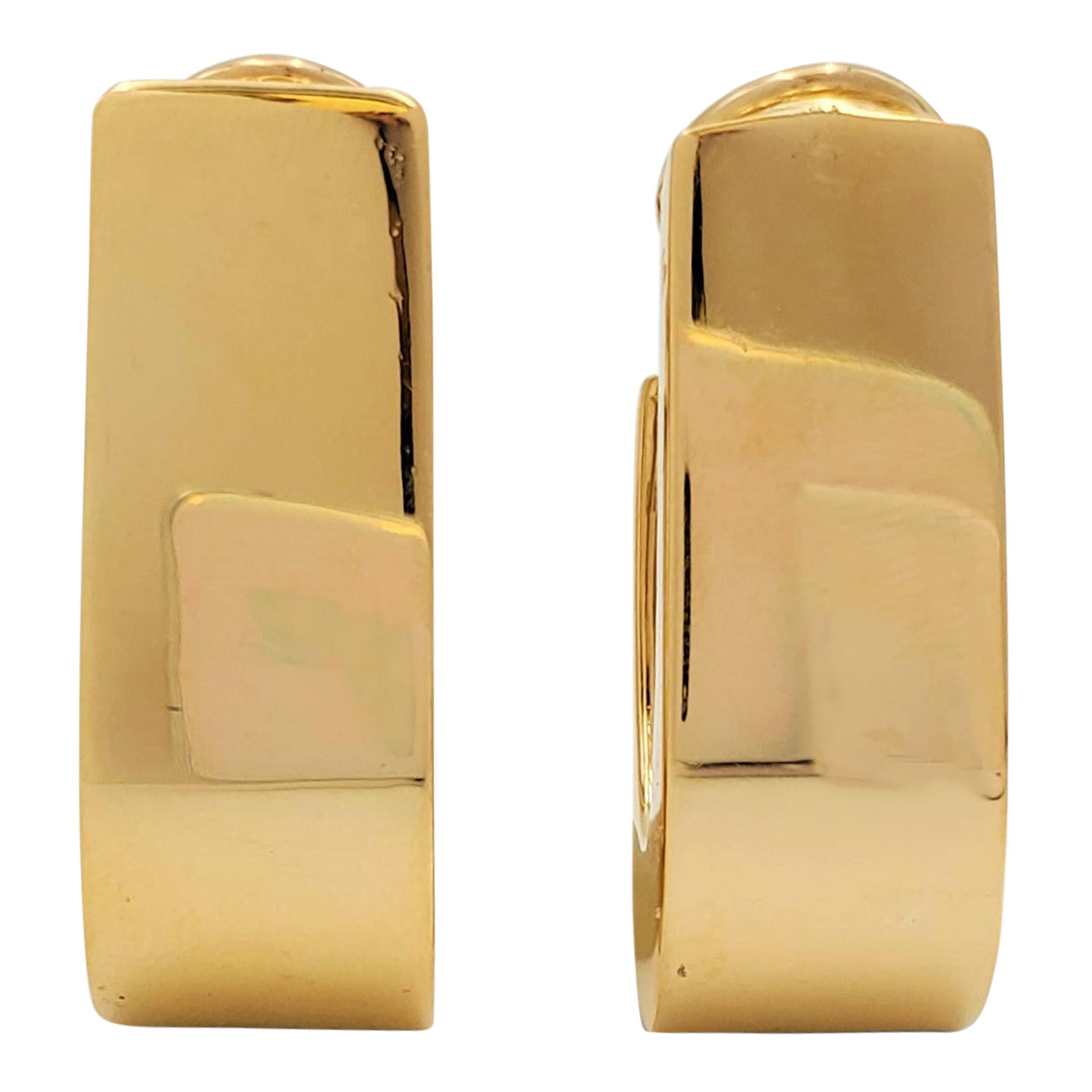 Vintage Yellow Gold J-Shaped Half Hoop Earrings