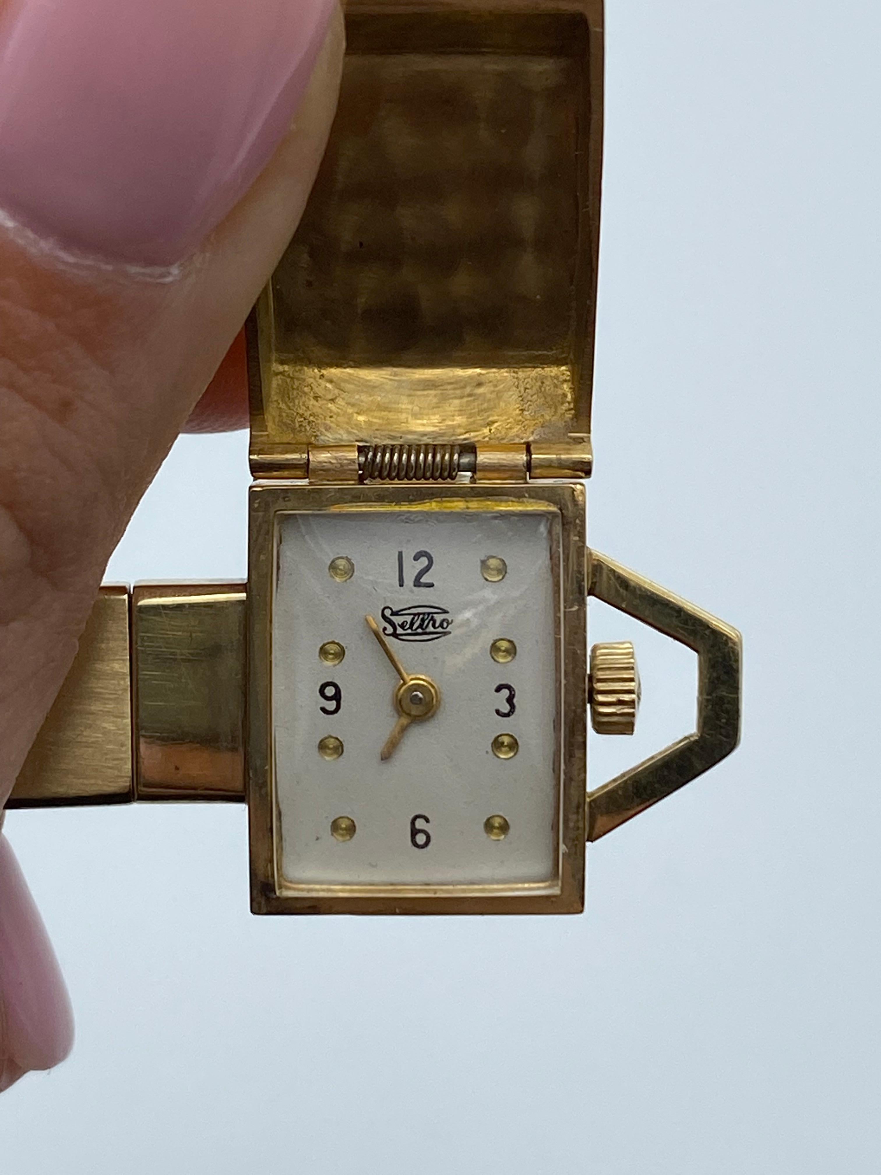 Gelbgold Schlüsselanhänger mit Benrus-Uhr  im Angebot 3