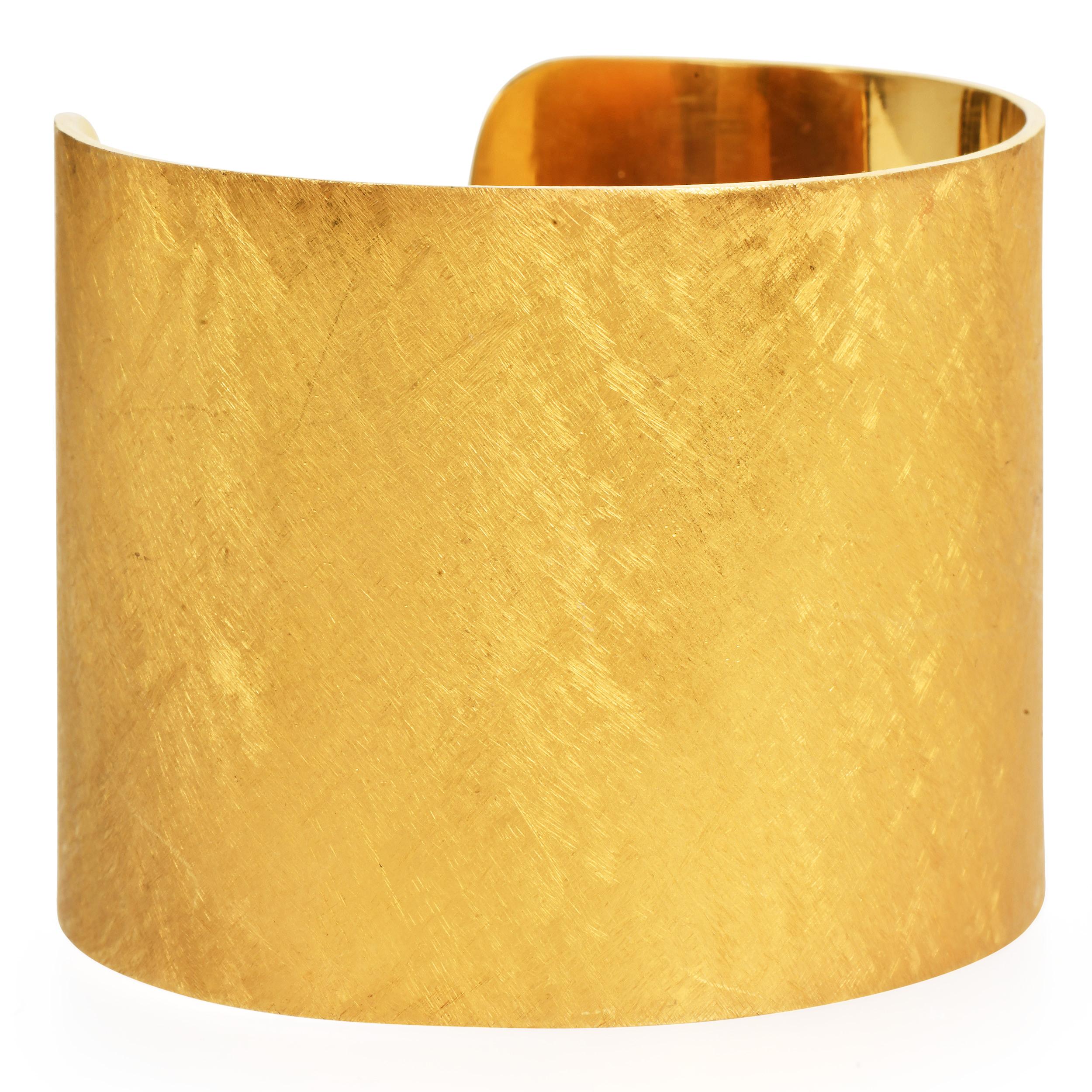Vintage Gelbgold große breite texturierte Goldmanschette Armband im Angebot 2