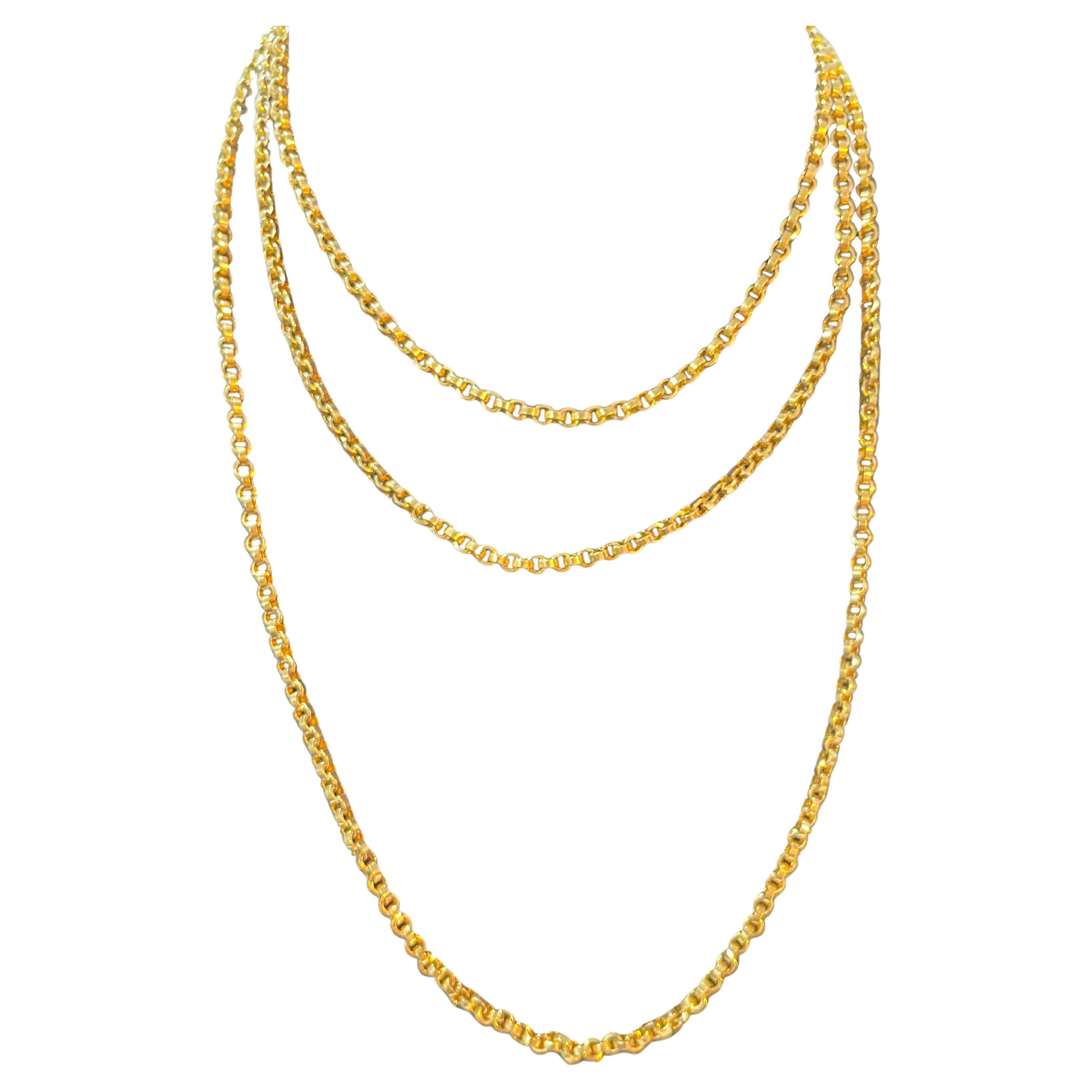 Vintage Gelbgold Lange Kette in 9 Karat Gold.