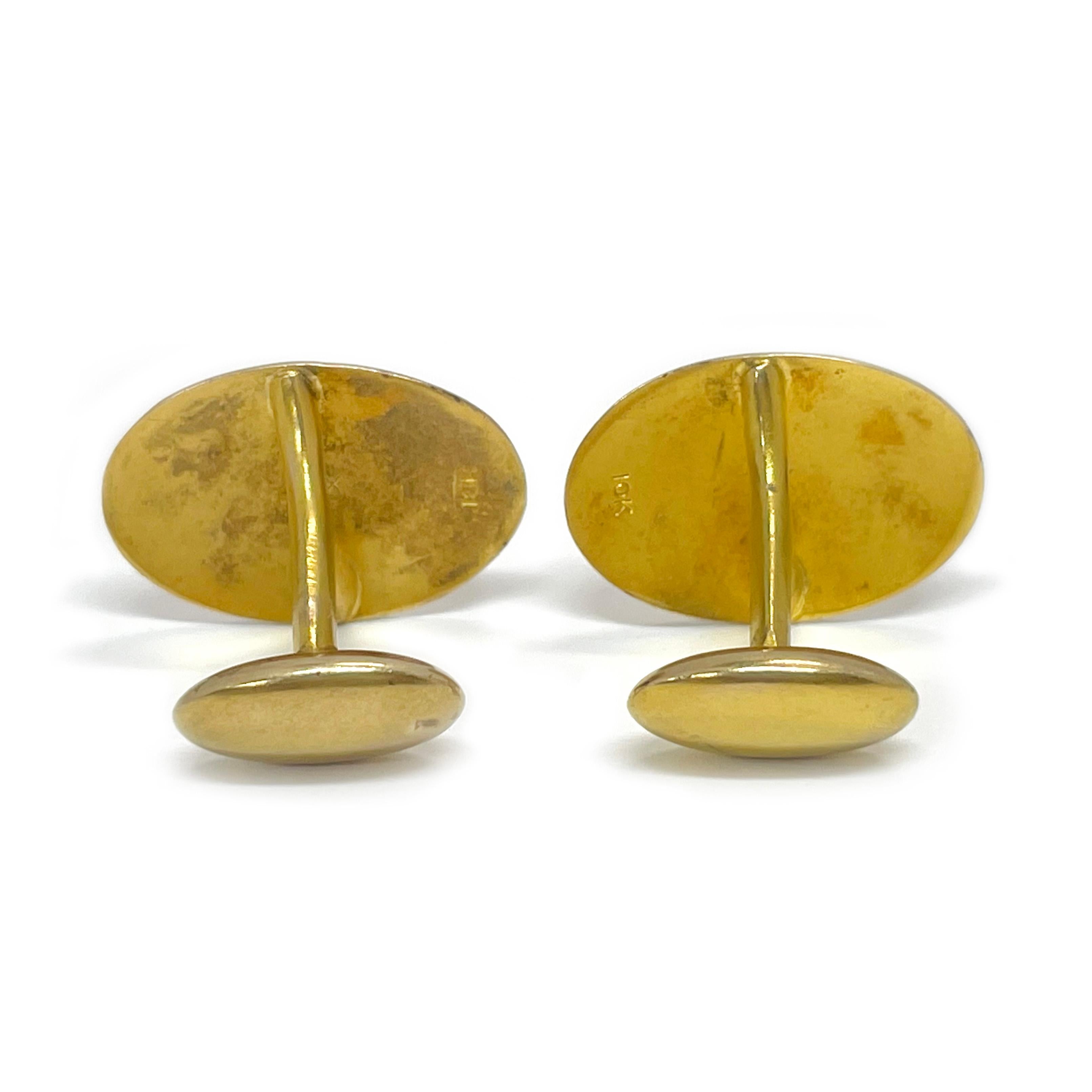 Manschettenknöpfe aus Gelbgold mit Monogramm „L“ im Zustand „Gut“ im Angebot in Palm Desert, CA