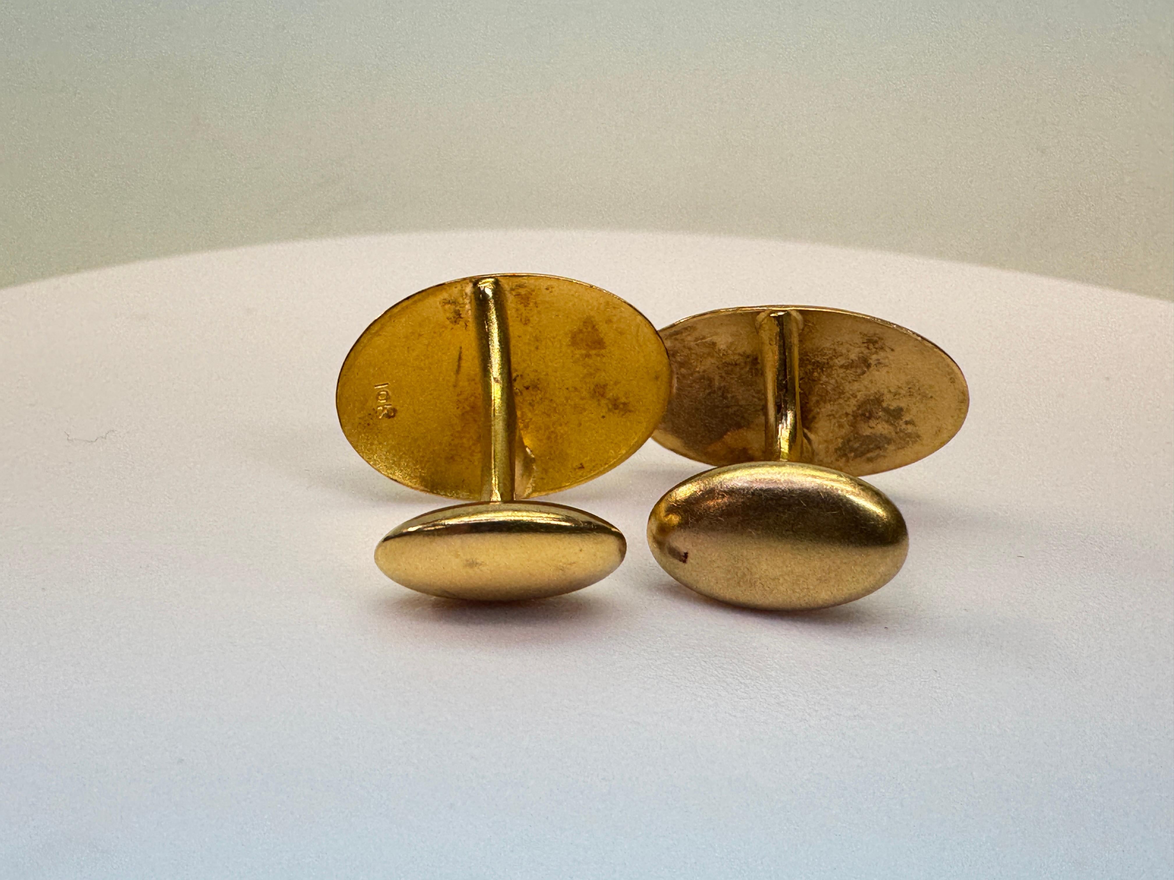 Gemelli da polso vintage in oro giallo con scritta 