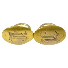 Vintage Yellow Gold Monogramed "L" Cufflinks