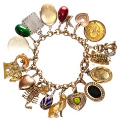 Gelbgold Chunky Charm-Armband aus Gelbgold mit mehreren Edelsteinen