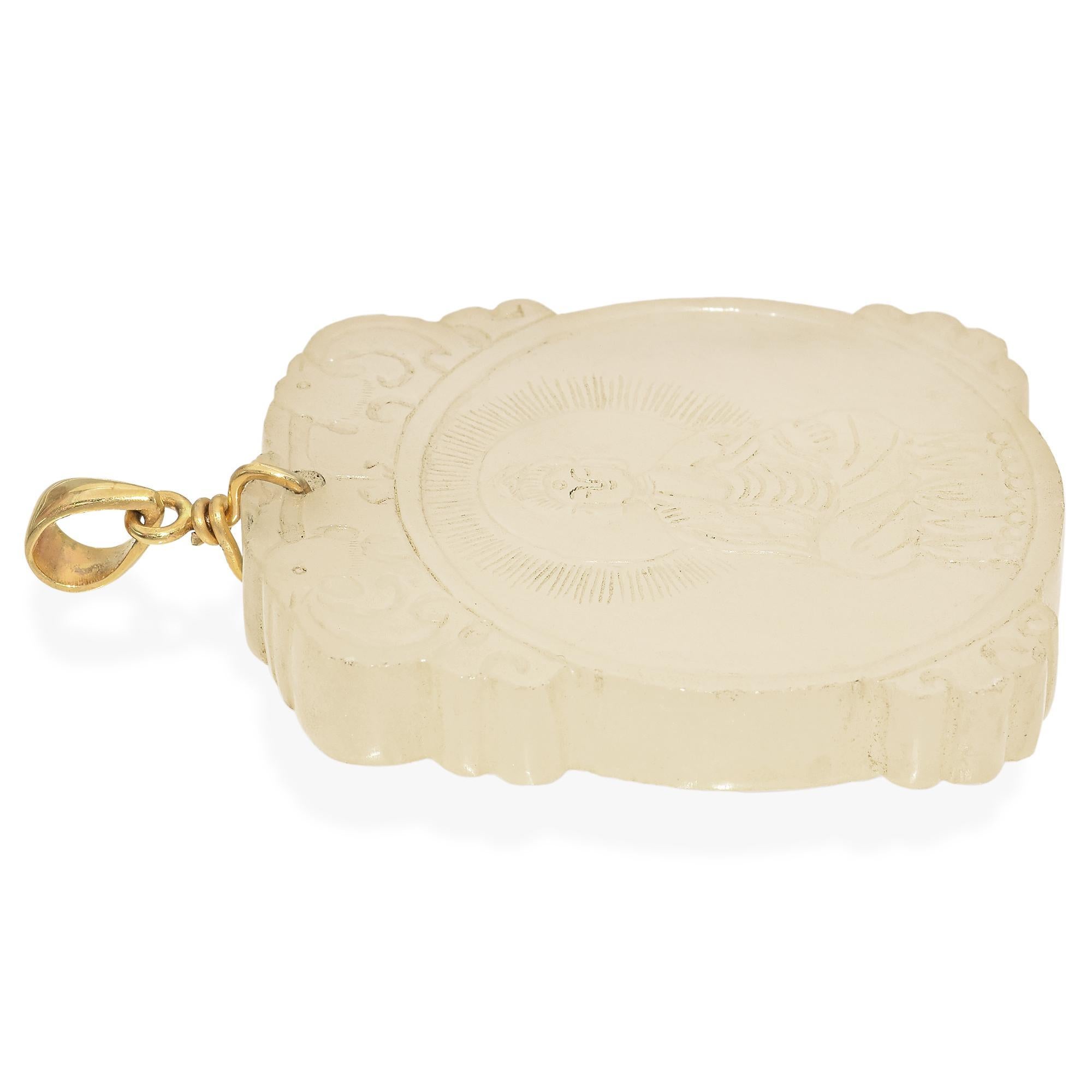 Non taillé Pendentif réversible de Bouddha Mutton sculpté en or jaune en vente